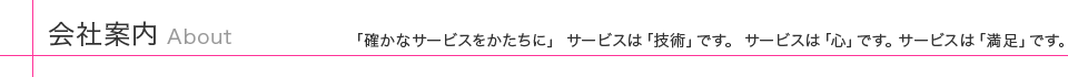 会社案内 「確かなサービスをかたちに」サービスは「技術」です。サービスは「心」です。サービスは「満足」です。